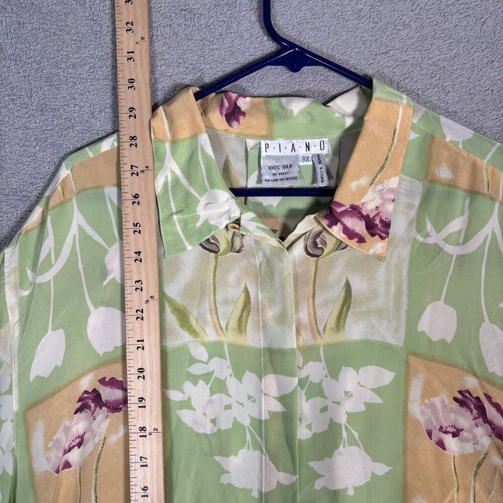 Vintage Piano Women 3x 100% Silk Blouse Retro Inspired CottageCore Whimsy Pastel - Picture 8 of 16